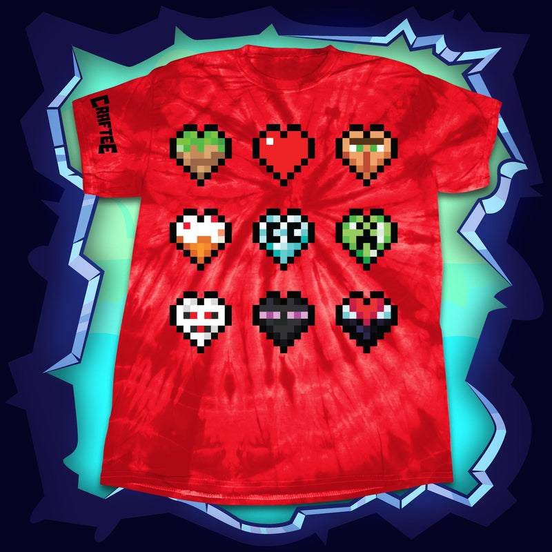 Craftee Red Custom Hearts Tie Dye Shirt - Craftee Shop